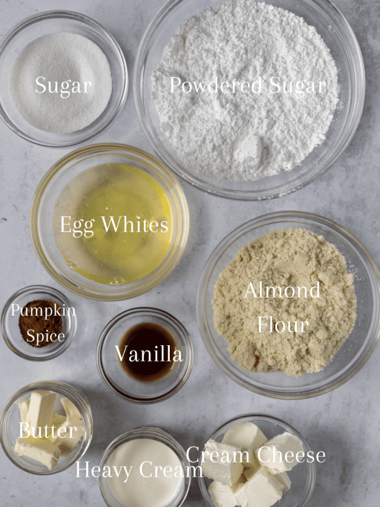 Ingredients for french macarons