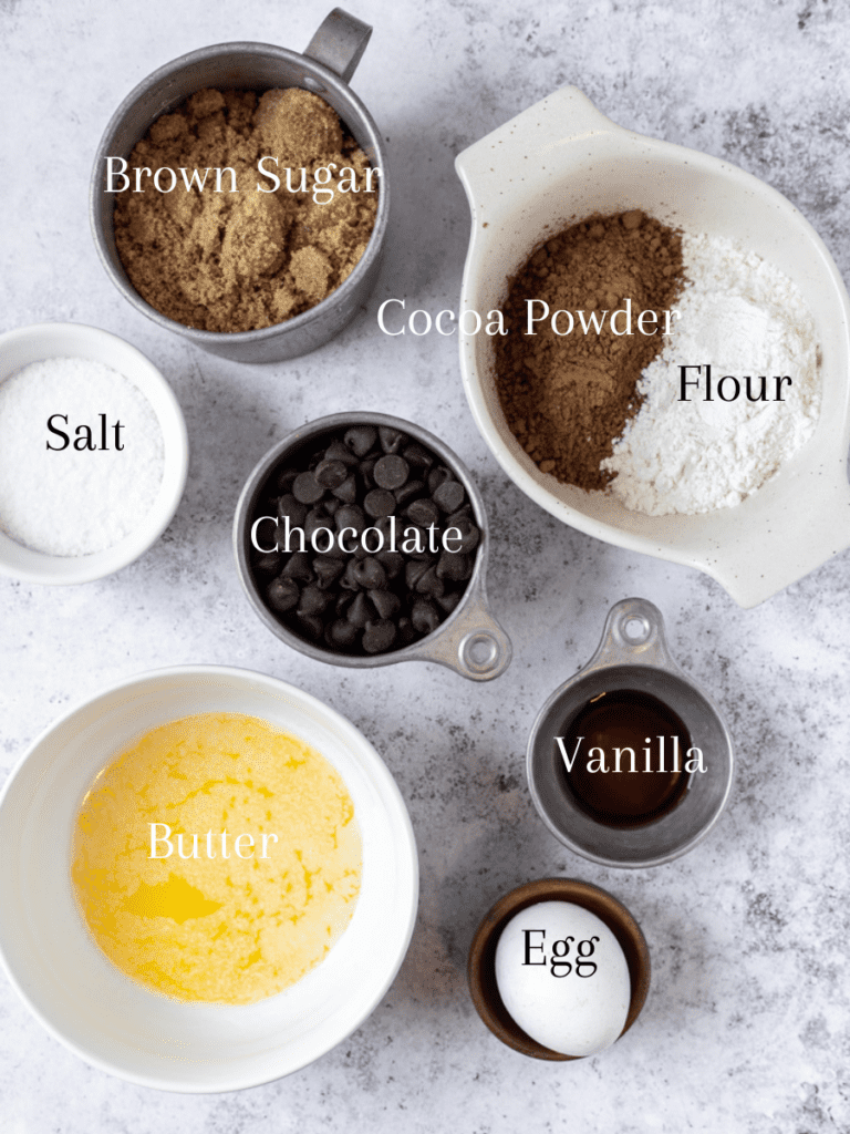 Ingredients for skillet brownie