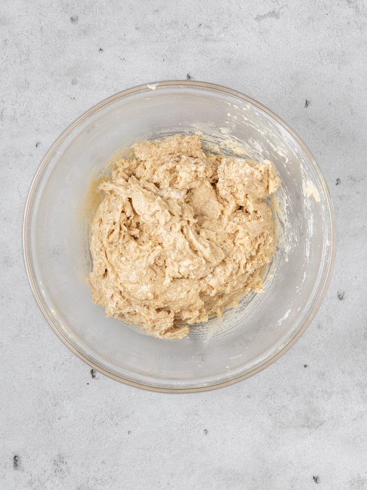 The wet and dry ingredients combined to make a batter