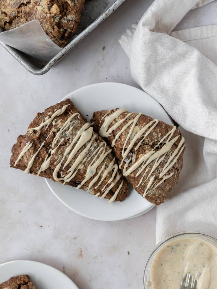 Two scones on a plate