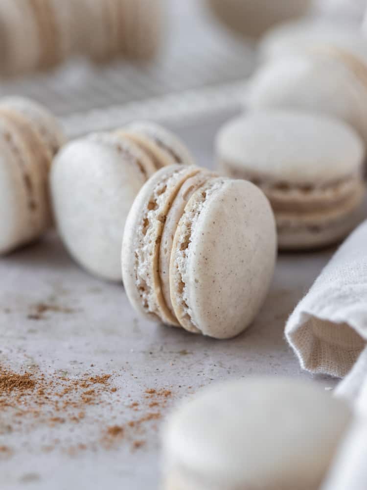 A close up of macaron on its side