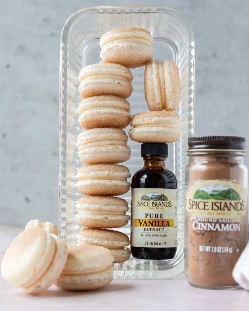 french macarons on top of spice islands pure vanilla extract