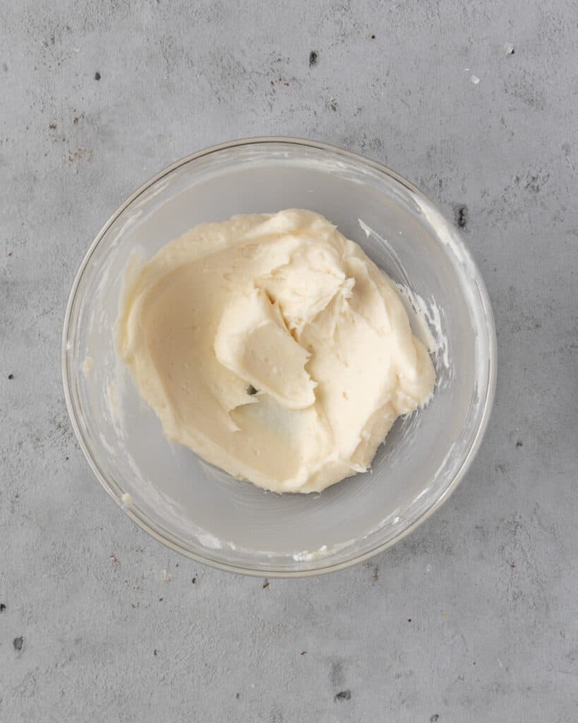 the vanilla buttercream in a bowl