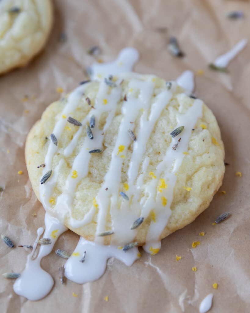 a close up of a lemon lavender cookie