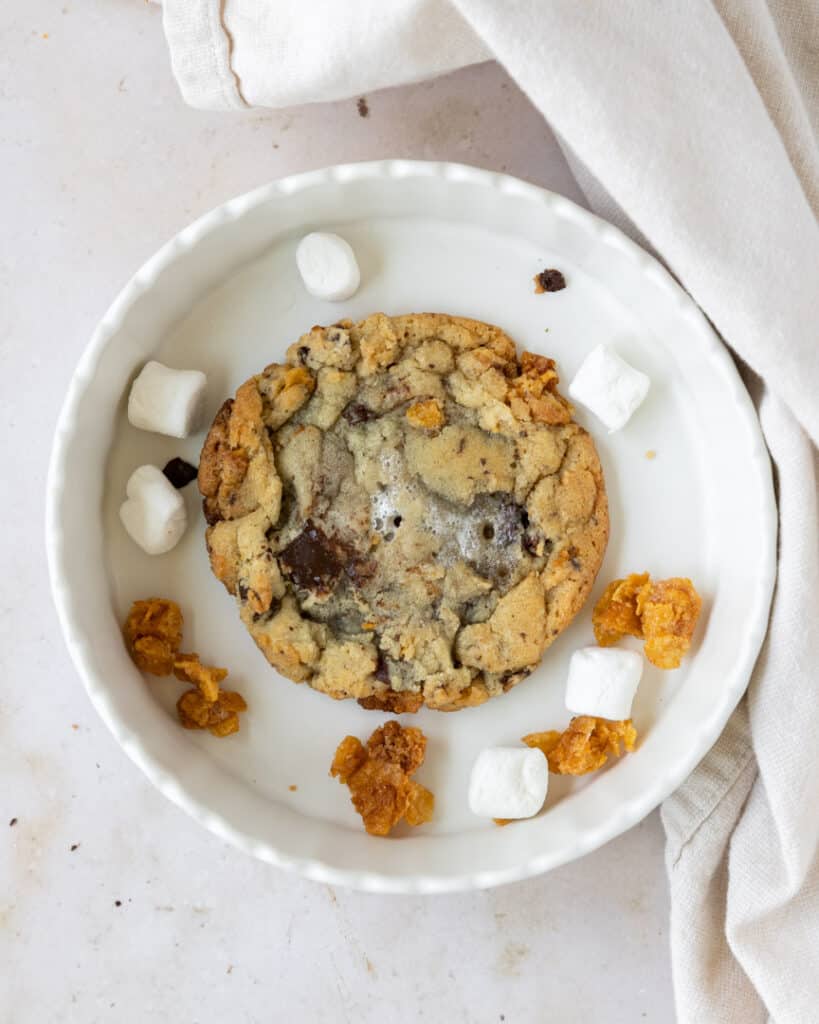 a cookie in a dish