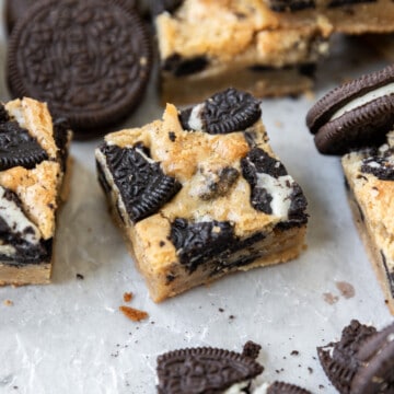 an oreo bar on a white background surrounded by other bars and oreos