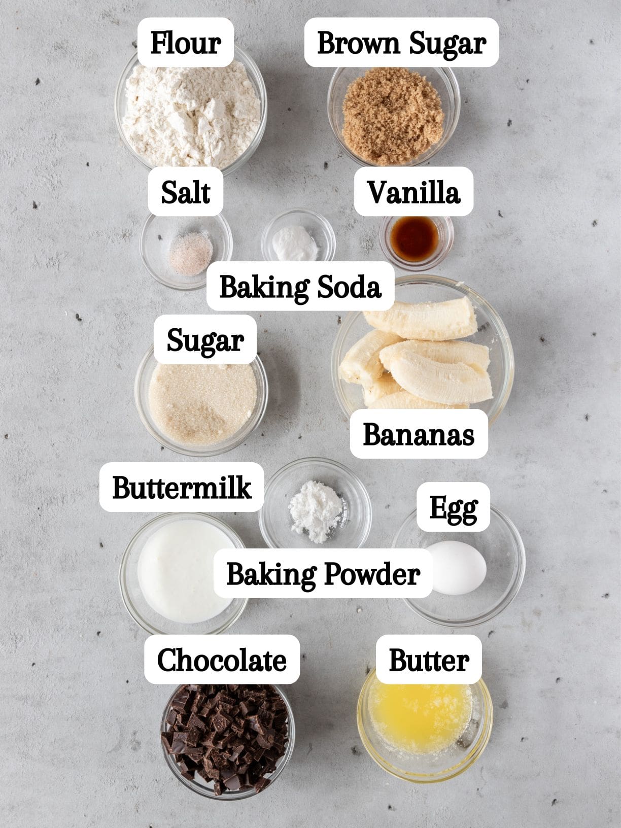 all of the ingredients laid out and labeled on a grey background.