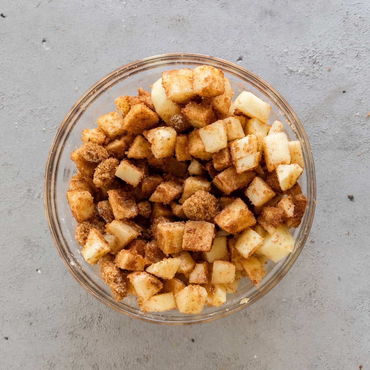 the cinnamon apple mixture before being cooked.